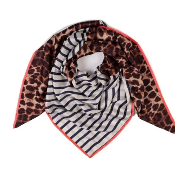 Ebony & Jvory  Leopard and Stripe Scarf.New No Tag.